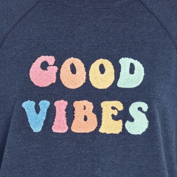 Wildfox Good Vibes Crew Neck Lightweight Comfy Statement Sweatshirt Size S - Picture 3 of 7